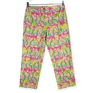 Lilly Pulitzer Millionaire's Row Jungle Cats Crop Floral Pants SIZE 6 WAIST 31